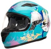 MOTOBLOUZ ORION DONNY KIND Integraalhelm - ECE 22.06 gekeurde Helm Scooter, Motor & Brommer - Heren & Dames - Blue/Yellow/Pink - YM