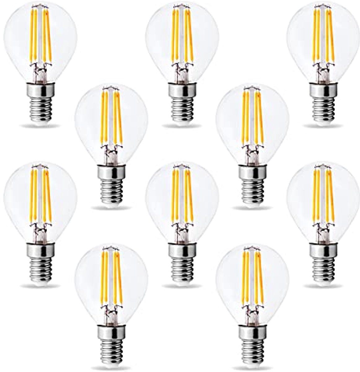 Kwazar Luminaire SET van 10 LED-gloeilampen E14 4W equivalent aan 40W G45 lamp 430 lm gloeilamp warm wit Edison vintage verlichting