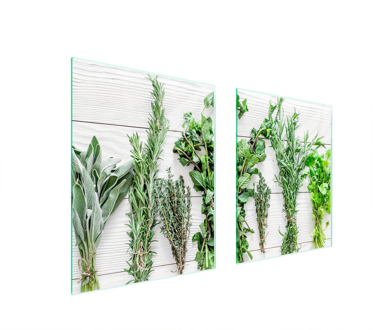 TMK ArtDeko - Snijplank van gehard glas - Beschermend kookpaneel - 85x52 cm - Kruidendesign