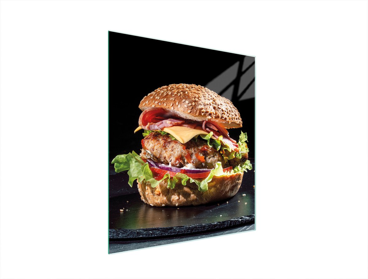 TMK ArtDeko - Snijplank - 45x52 cm - Hartglas - Hamburgertje