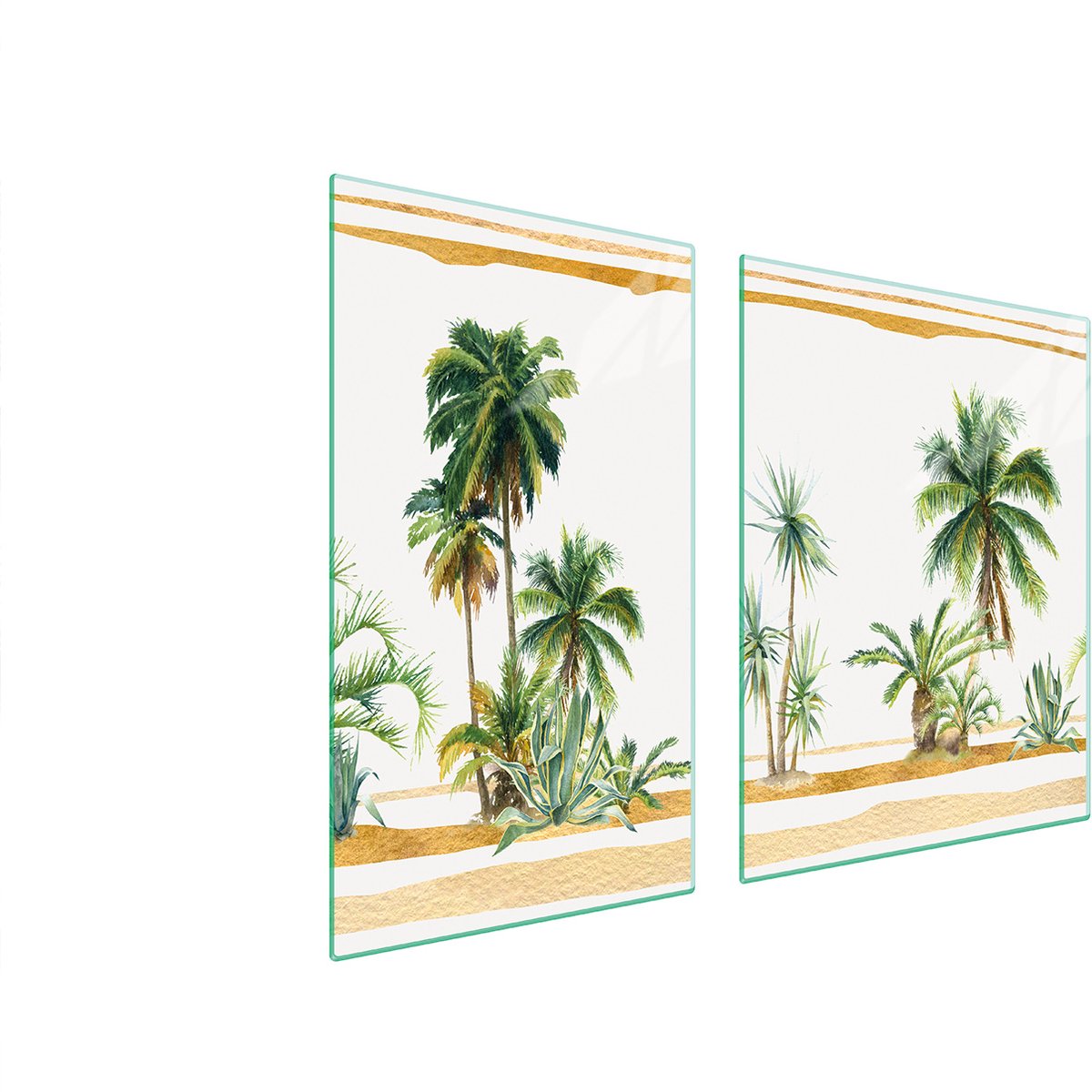 TMK ArtDeko Serie - Snijplank - Glazen Beschermplaat - 100x52 cm - Palmbomen