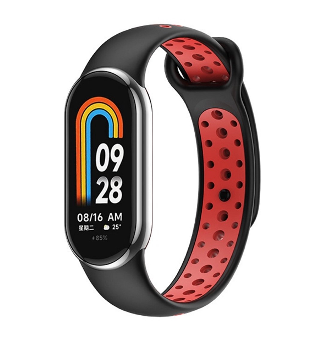Beline Serie - Horlogebandje - Czarno-Czerwony - Voor Mi Band 9 - Comfortable Pasvorm
