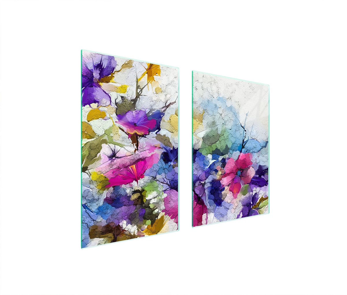 TMK ArtDeko - Glas Beschermplaat - 65x52 cm - Kleur Rijke Bloemen - Hittebestendig