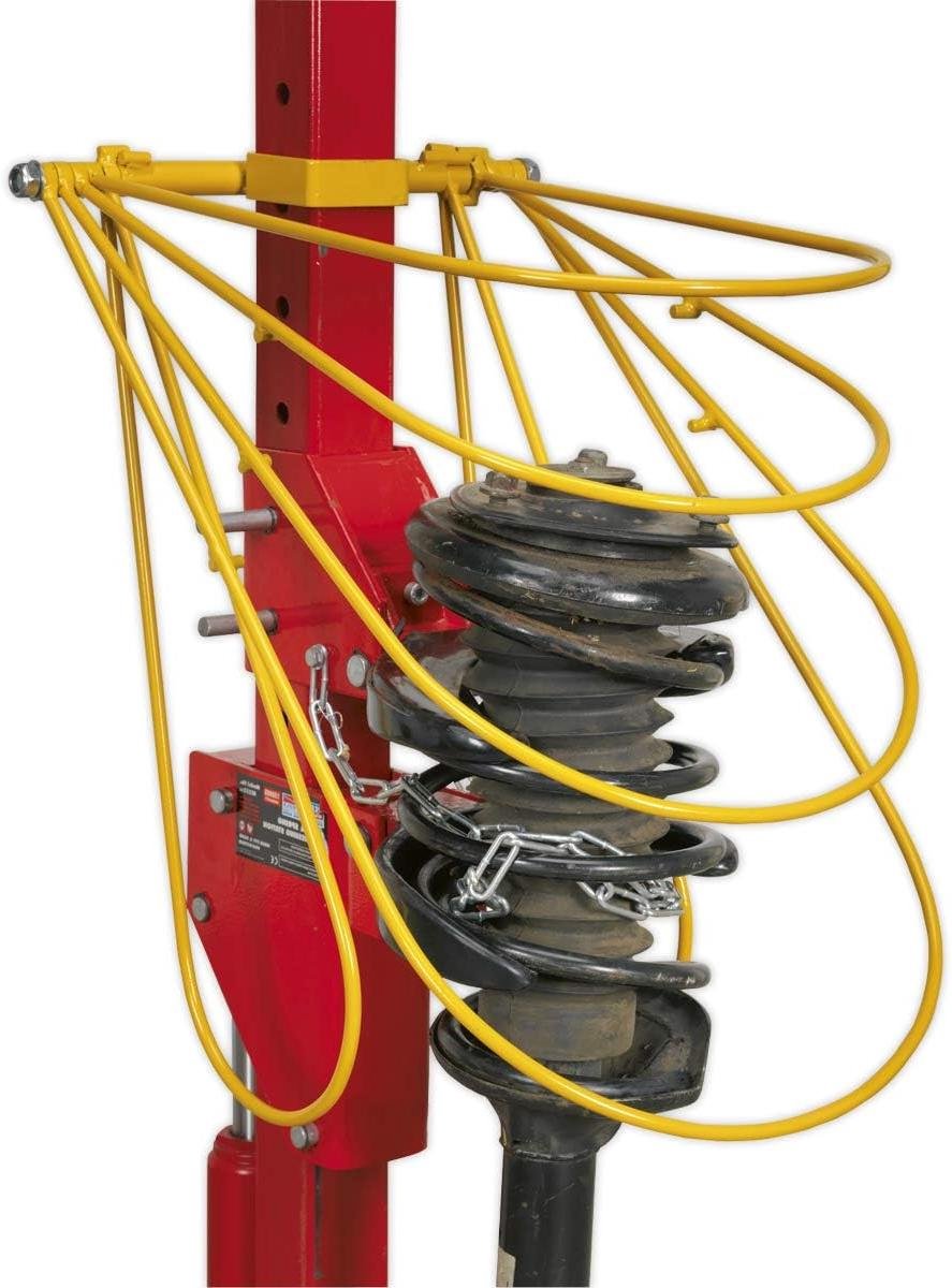 Veercompressor Systeem - Ophanging Gereedschap - Autoreparatie Werkplaats - Veiligheidsbeugel Inbegrepen - 35 x 72 x 11 cm - Rood