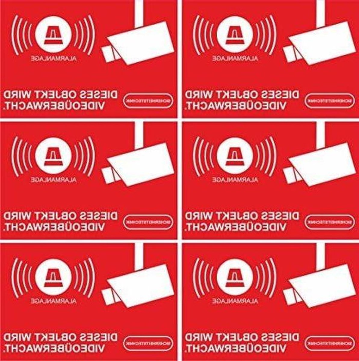 Alarm Stickers - Waarschuwingsstickers Beveiliging - Huis Beveiligen - Met Camerabeeld - 52x35mm - Rood