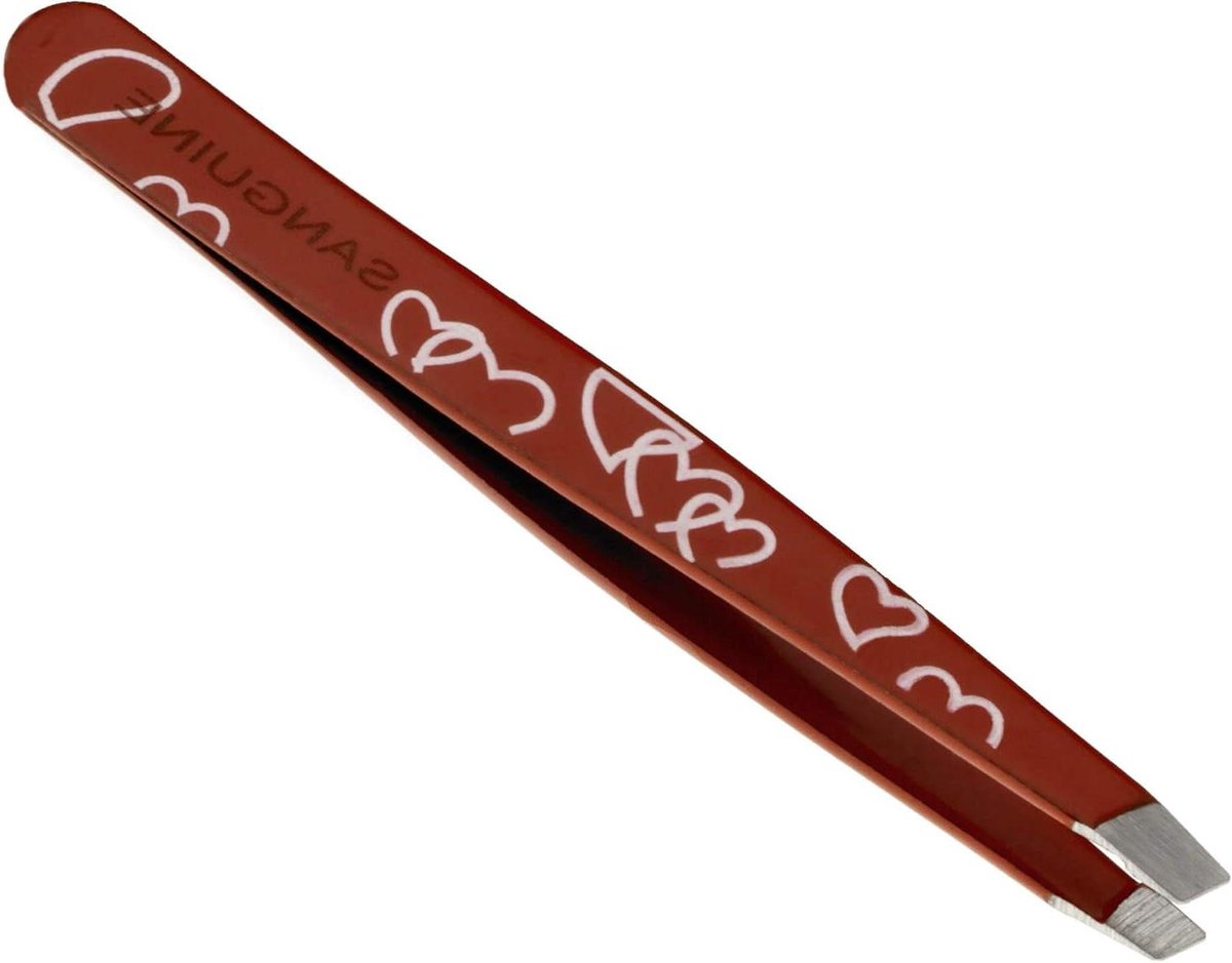 Professionele Pincet - Ontharingspincet - Nauwkeurig Haren Verwijderen - Precisie Schuine Tip - Met Opbergkoker - Rood