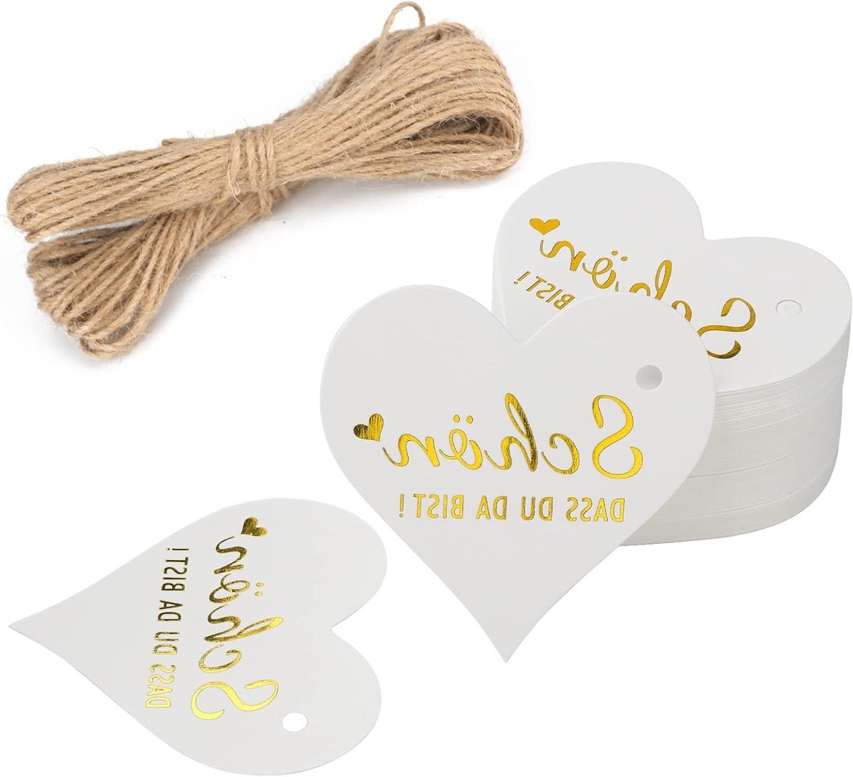 Cadeauhangers Hart - Bruiloftskaartjes Labels - Gastgeschenken Versieren - Inclusief Koord - 6x6 CM - Wit