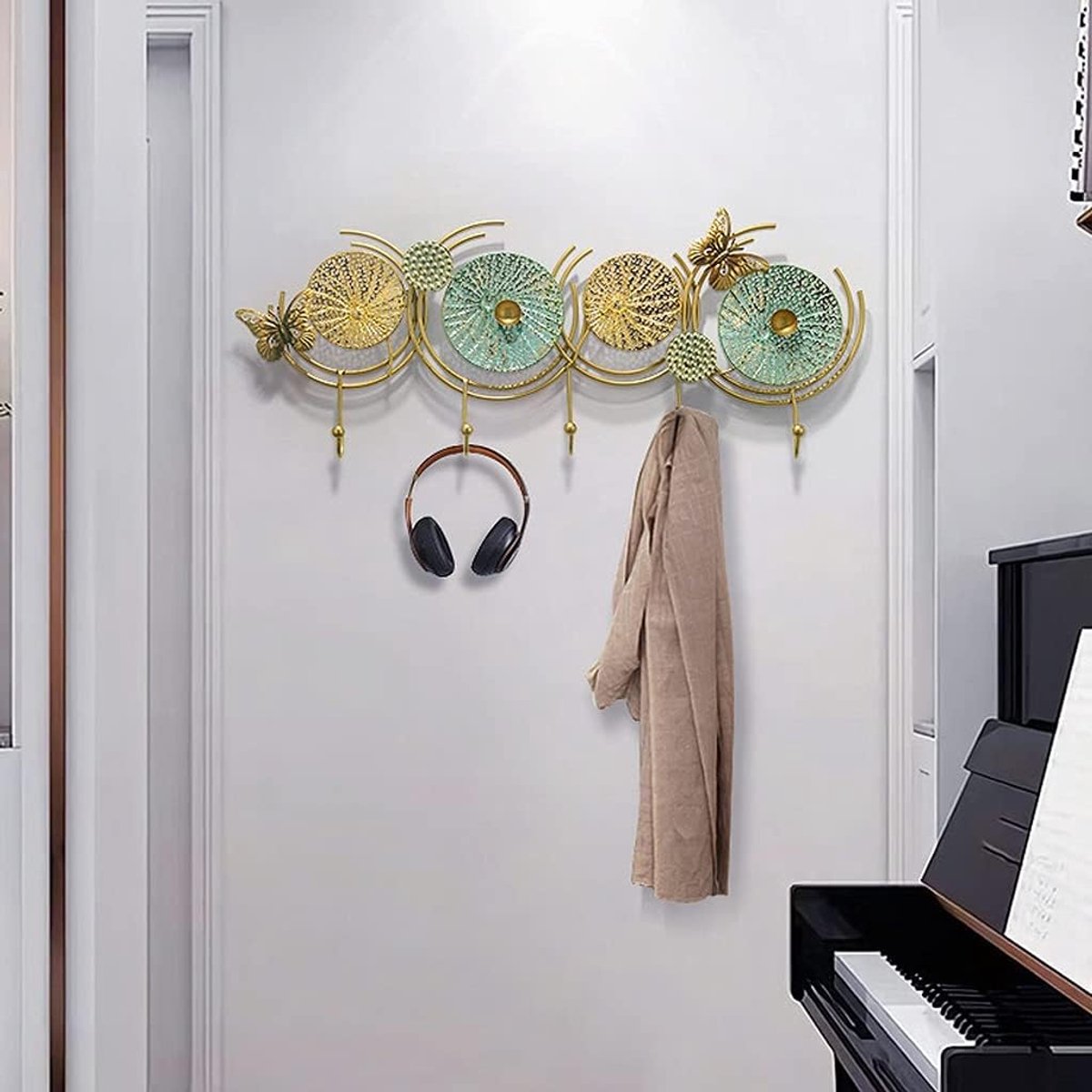 Wandkapstok met 7 Haken – Moderne Wand Gemonteerde Coat Rack van Metaal – Heavy Duty Kapstokhaak voor Hal, Slaapkamer, Woonkamer en Gang – Decoratieve Wandhaken Organizer – HomebyNicole