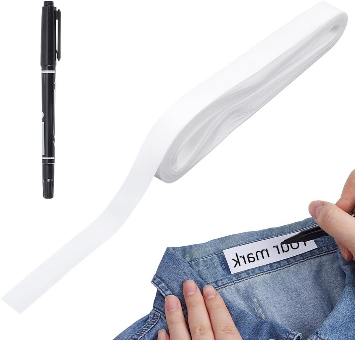 21,8 meter beschrijfbare opstrijkbare kledinglabels - 20 mm katoenen lint blanco etiketten voor naamplaatjes, warmteoverdracht en ambachtelijke projecten