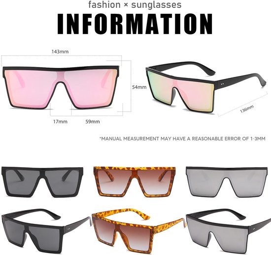 aladdien - Oversized Zonnebril - UV400 Bescherming - Trendy Vierkante Brillen - Roze Zilver Zwart Bruin - Modieuze Zonnebrillen - Geschikt voor Dame... van Merkloos — afbeelding 4