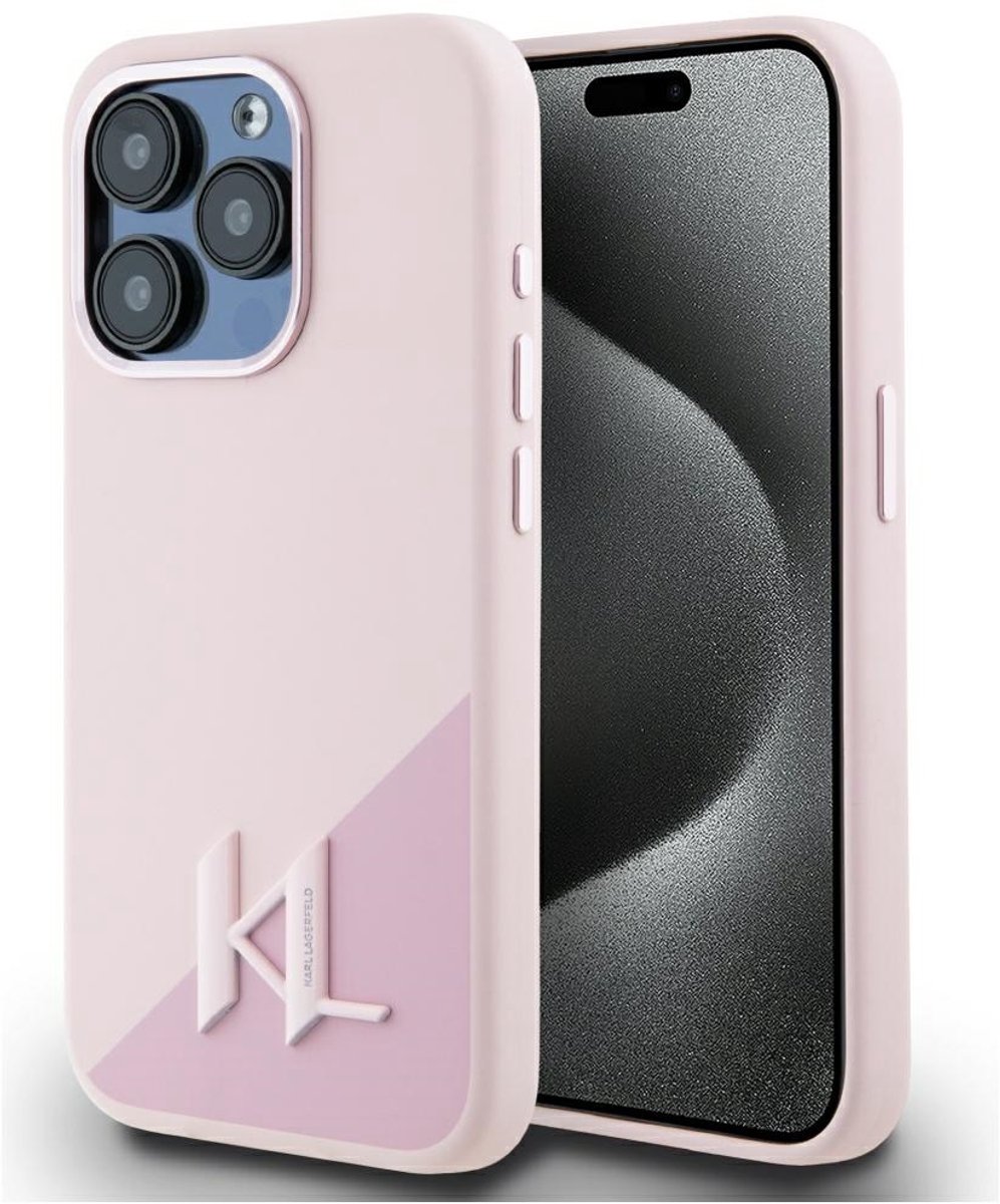 Karl Lagerfeld Siliconen Schaduw Metalen Initialenhoesje Voor Magsafe Iphone 15 Pro