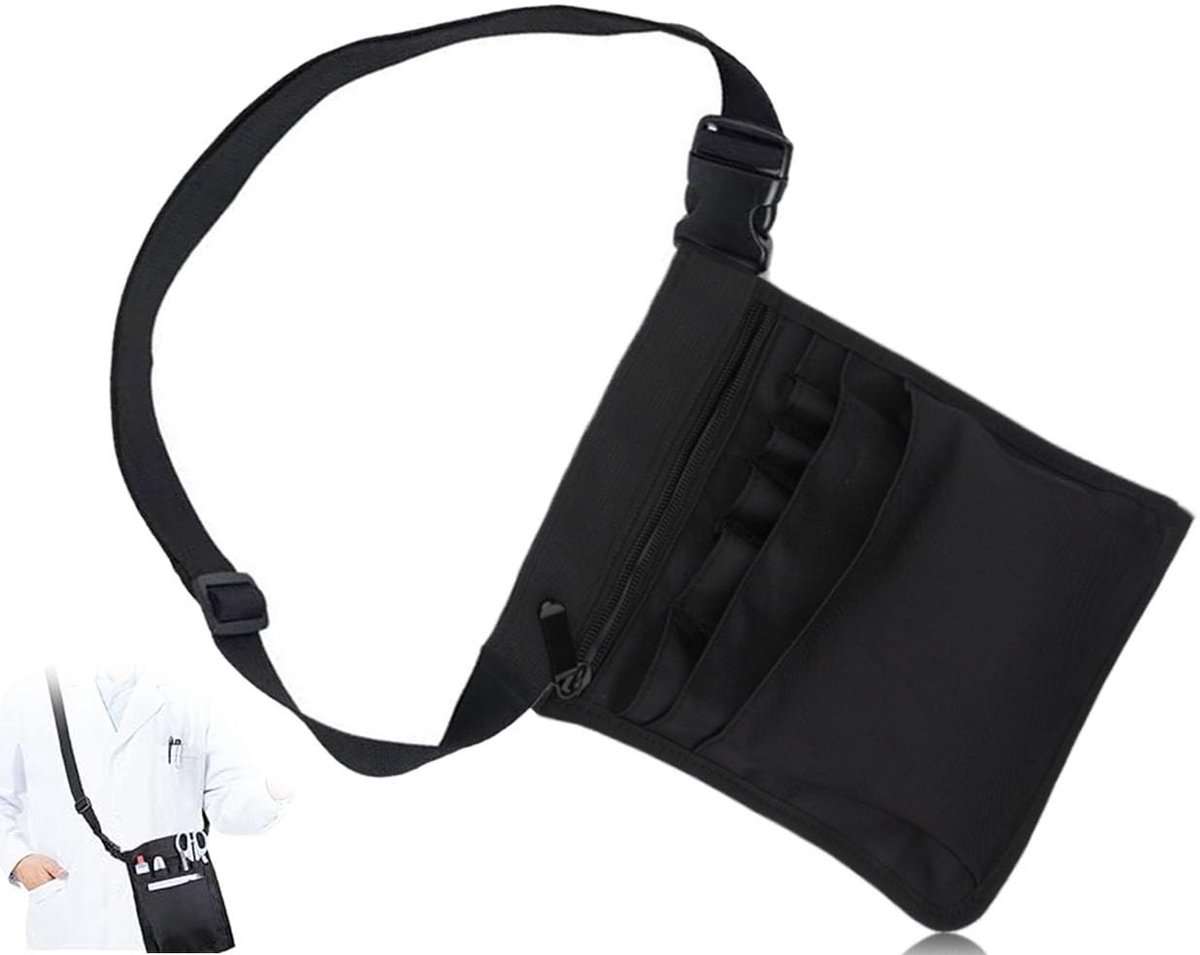 Allecto - Nurse Bag - Multifunctionele Werk Tas - Duurzaam en Praktisch - Zwart - Multi Compartment - Ideaal voor Zorgprofessionals - 25 x 18 cm