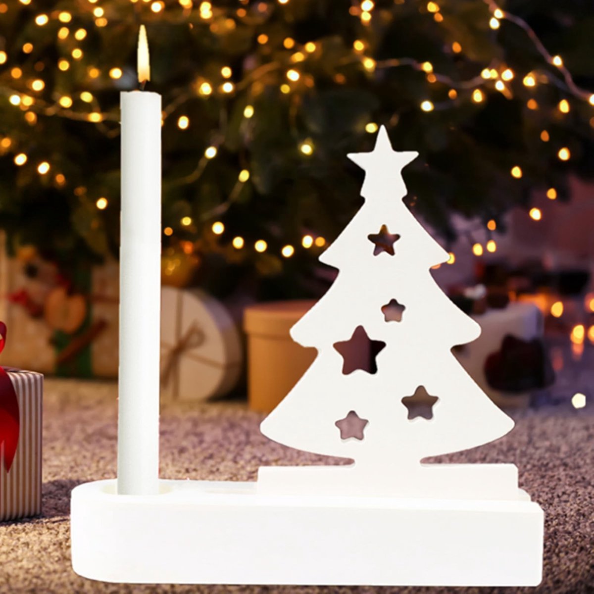 Allecto - Silicone Moulds - Kerstboom Kaarsenhouder - 15.5 x 13.5 cm - Kaars Mold - Unieke decoratie - Geschikt voor kerstversiering - Wit