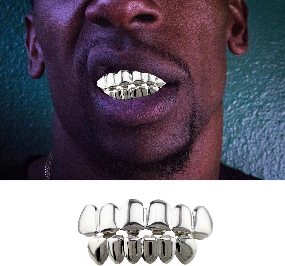 Hip Hop Grills voor Mannen en Vrouwen, Glanzende Tandenaccessoires voor Rapper Kostuums, Gouden en Zilveren Tandenjuwelen voor Feestjes en Evenementen