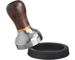 Koffie Tamper - Espresso Tool - Perfecte Espresso - Ergonomische Houtgreep - 58 mm - Zwart