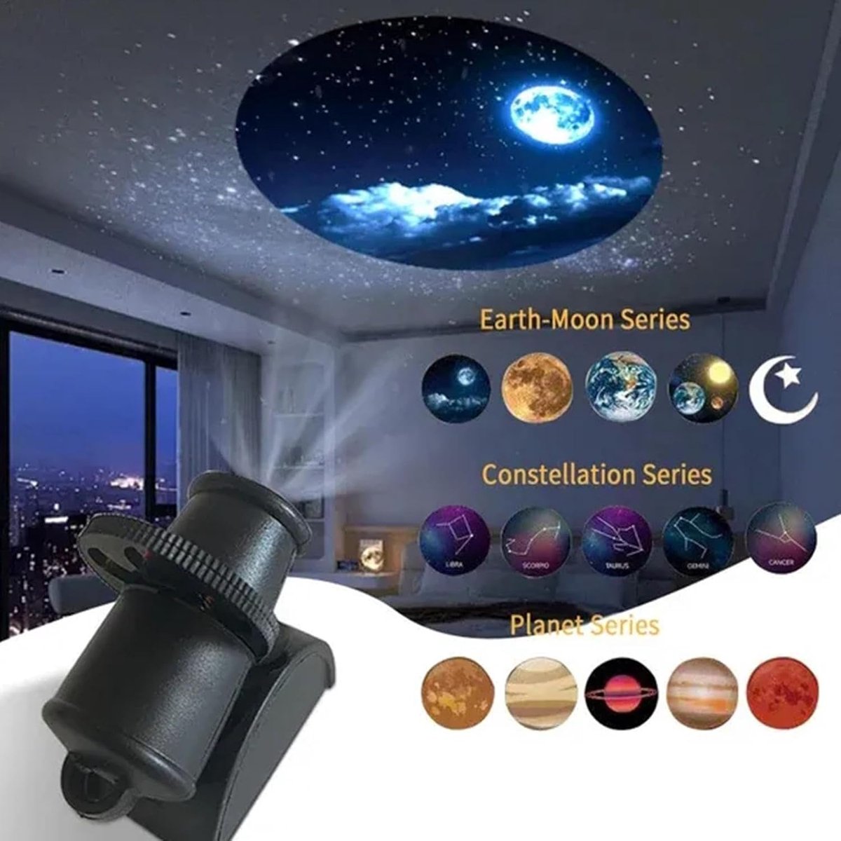 Moon Star Projector - Hoge Precisie kamer Star Projector, Plafondprojectielicht | Oplaadbare ruimteprojector Kamerlicht, Aarde Constellatie Achtergrond Sfeer, Wandlampen Projector voor Binnen – foto 4