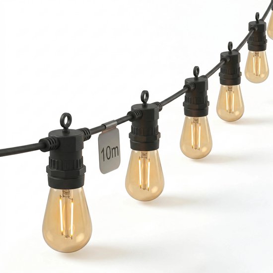 Calex Lichtsnoer 10m - Lichtslinger voor Buiten - Tuinverlichting - Terrasverlichting Warm Wit Licht