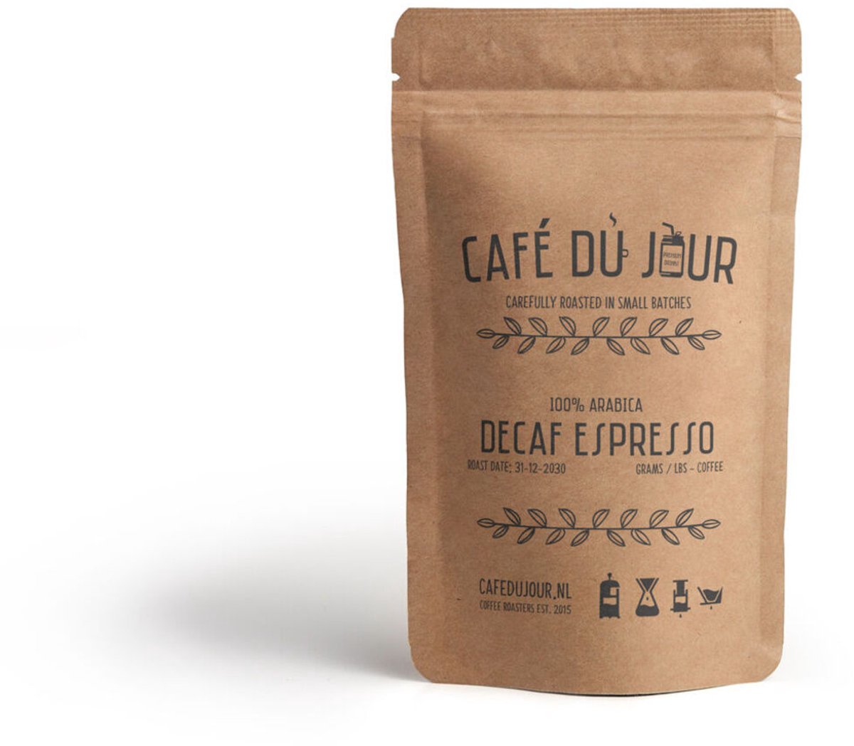 Café du Jour 100% arabica Decaf Espresso 500 gram vers gebrande koffiebonen
