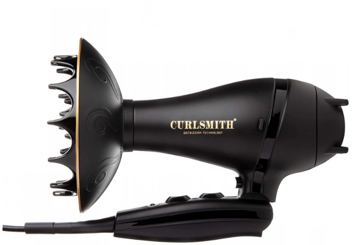 Curlsmith - Defrizzion Travel Dryer & XL Diffuser + Föhn Voor Krullen – Anti-Frizz – Ionische Haardroger - Krullenföhn - 15CM Diffuser - Föhn