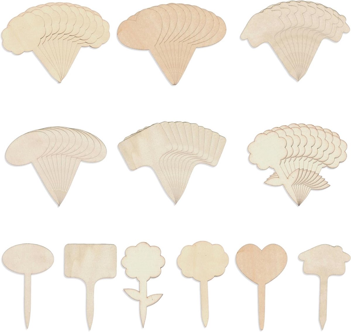 60 Stuks Houten Plantenlabels, T-vormige Labels voor Tuin en Binnenplanten, Ideaal voor Identificatie en Decoratie van Planten