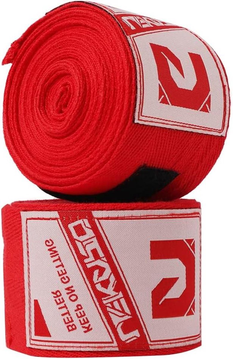 Handwraps Katoen - Bokszak Handschoenen - Vechtsport Training - Eenvoudig Klittenband - 160 inch - Rood