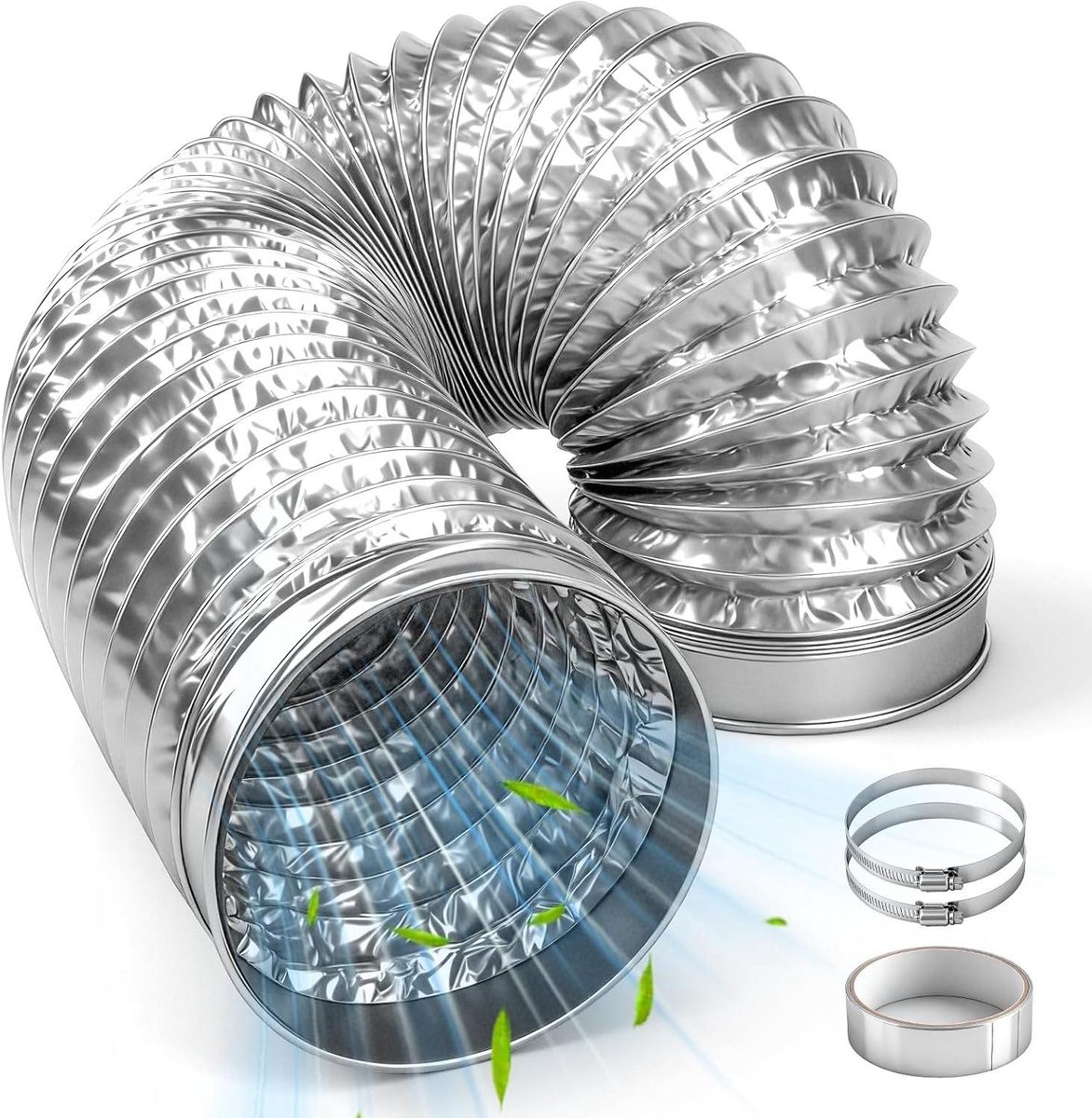 Afvoerslang - Ventilatieslang - Lucht Afvoeren - Flexibel Aluminium - 100mm x 3m - Grijs