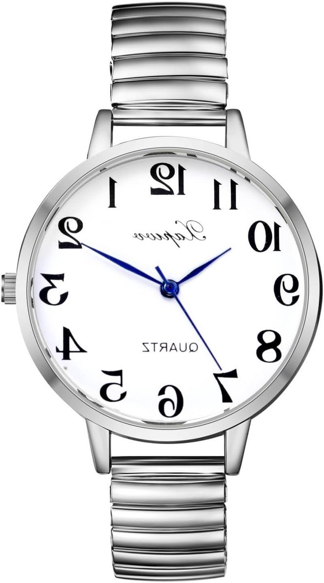 Analoge Horloge - Klok Dames Heren - Tijd Aflezen - Grote Cijfers - 10 cm - Zilver