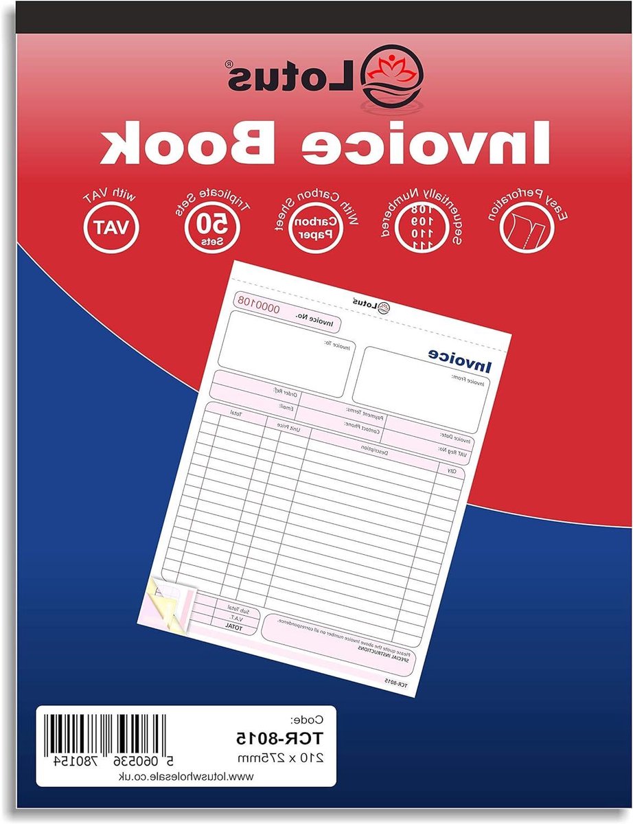Factuurboek Drievoud - Factuurboek 3-Delig - Administratie Bijhouden - Met Carbon Sheet - 210 x 275mm - Blauw en rood