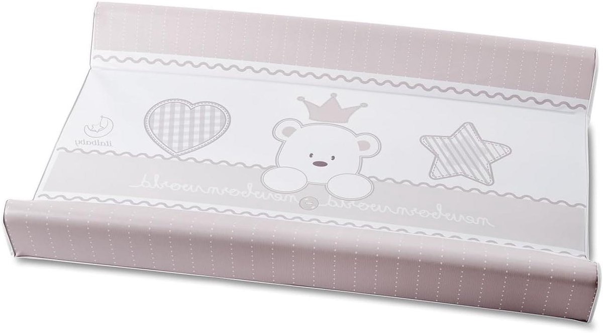 Aankleedkussen Babykoning - Baby aankleedkussen - Baby verschonen - Aanpasbaar aan oppervlakken - 49 x 81 x 10 cm - Taupe