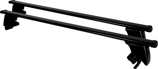 Barres de toit Farad noires avec pieds de fixation.