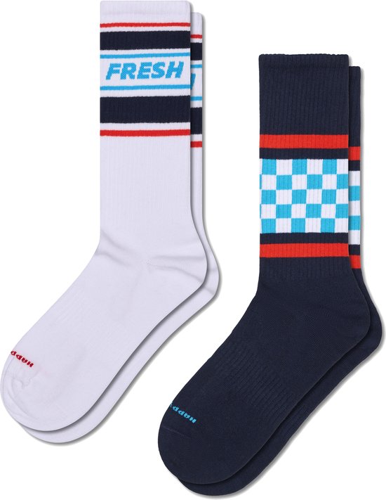 Happy Socks Fresh Sneaker Socks (2-pack) - unisex sokken - wit - Unisex - Maat: 41 - 46