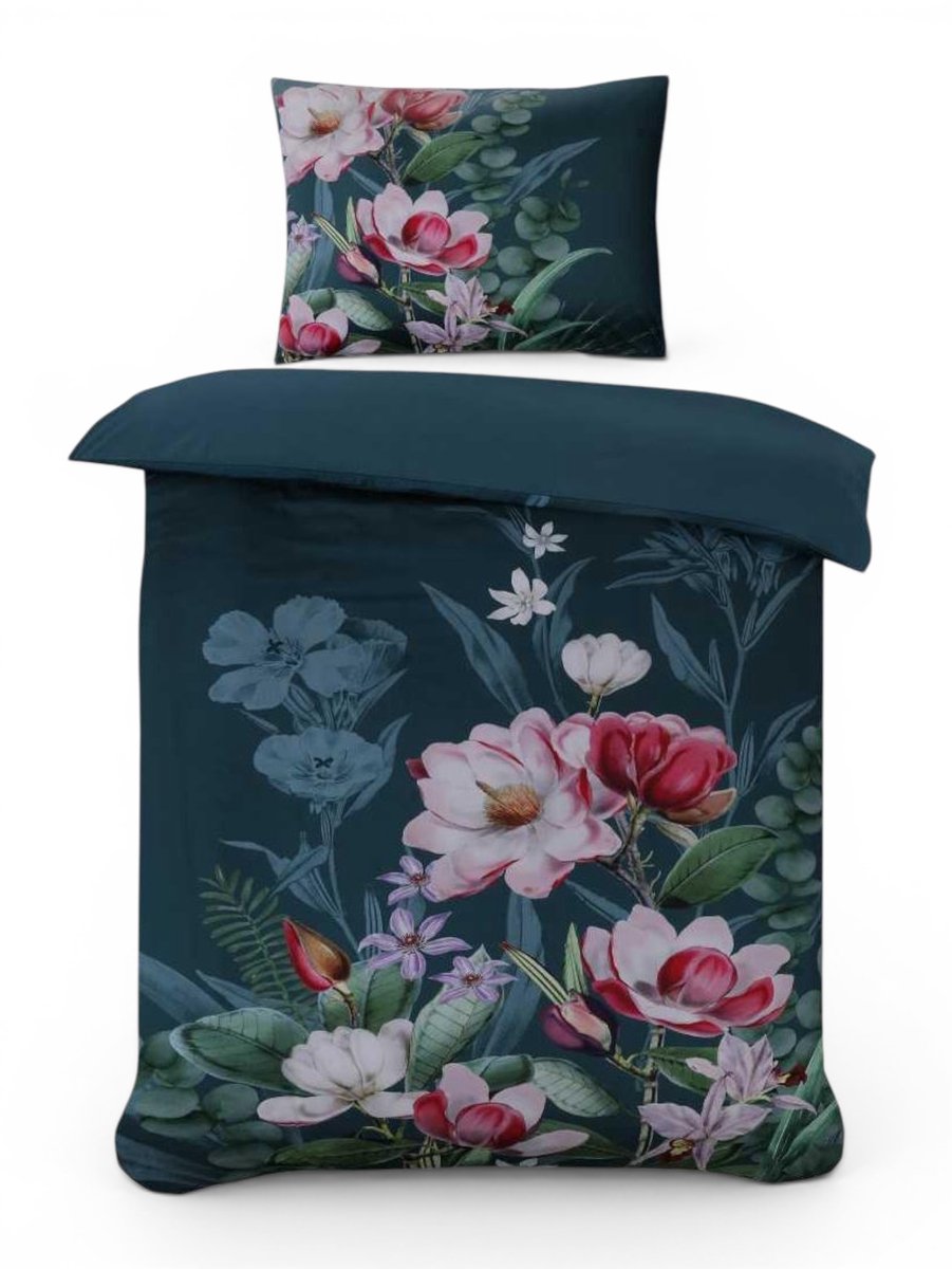 Husch Dekbedovertrek Marlous - 140x200/220 - Bloemen - Multi/Groen