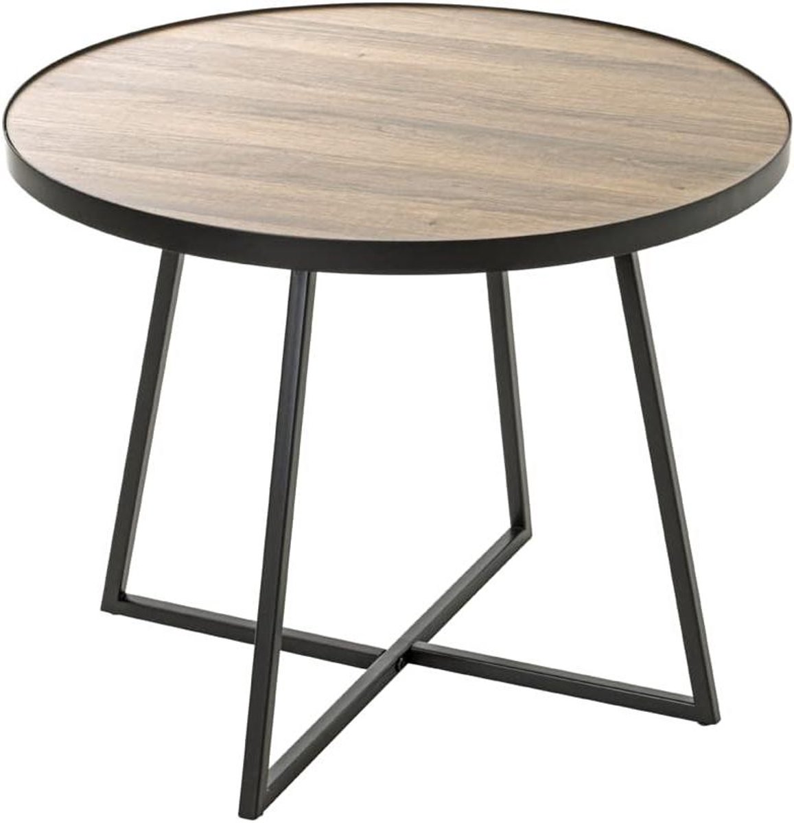 Bijzettafel - Salontafel Rond - Woonkamer Decoratie - Eiken Decor - Ø 60 x H 48 cm - Zwart