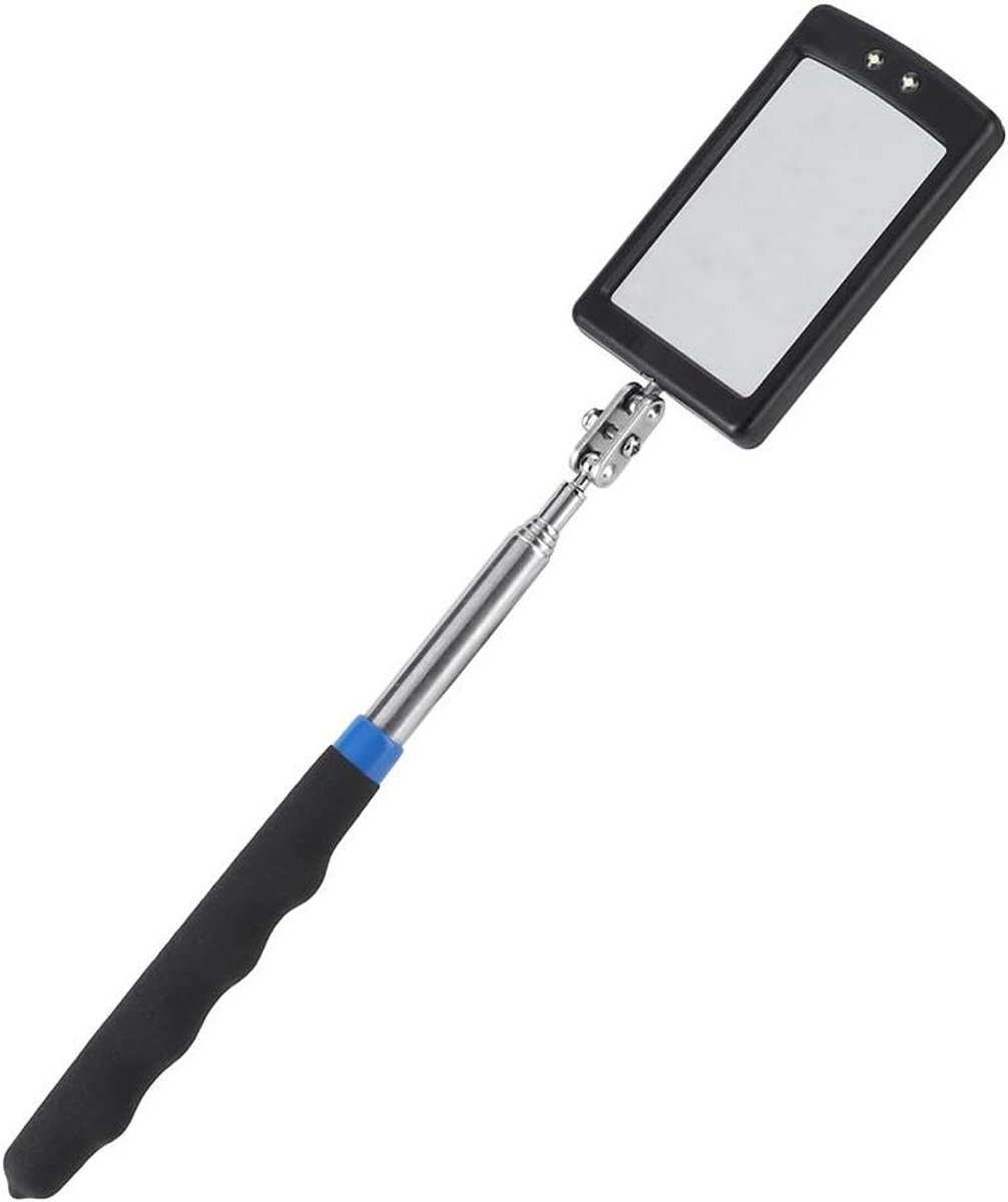 Inspectiespiegel Telescopisch - Verstelbare Spiegel - Moeilijk Zien - Met LED Verlichting - 30-65 cm - Zilver
