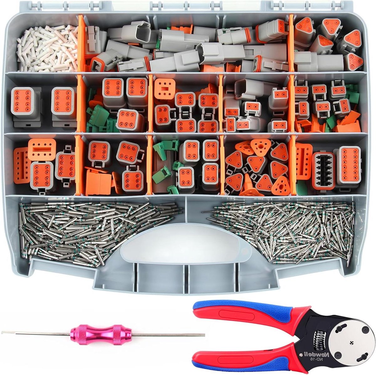 Deutsch Connector Kit - Elektrische Stekkers - Elektrische Verbindingen Maken - Water- en Stofbestendig - 14-20 AWG - Grijs