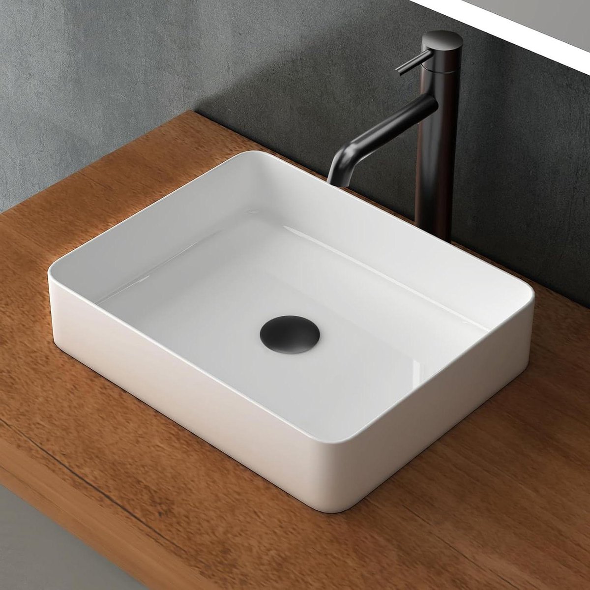 Opzetwastafel Vierkant - Wastafel Badkamer - Hygiënisch Werken - Nano Coating - 50 cm breed - Wit