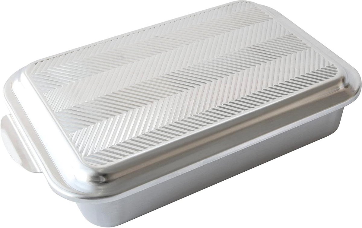 Bakvorm met Deksel - Ovenschaal Cakevorm - Bakken en Serveren - Prism Patroon Deksel - 33 x 23 cm - Aluminium