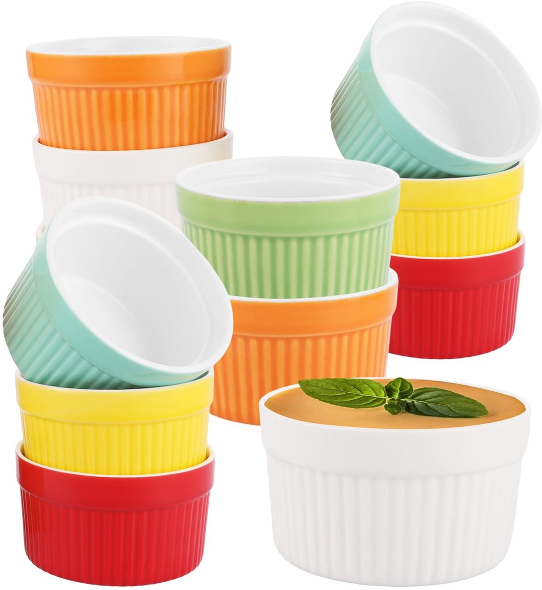 Allecto - Soufflée-vormen - Ovenschaal - Keramiek - Kleurvol - Crème brûlée kommen - Perfect voor desserts - Set van 12
