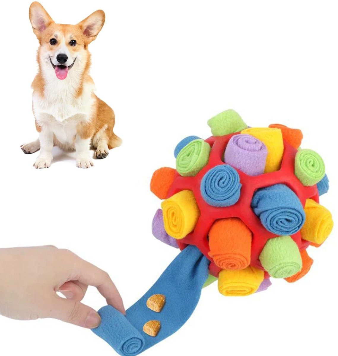 Allecto – Draagbare snuffelbal – Interactief honden speelgoed – Duurzaam en veilig – Rood – Honden snuffelen – Stimuleert mentale uitdaging – Gesch…