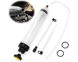 Olieaanzuigpomp - 500 ml Oliespuit - Olie zuigspuit - Olie zuigpistool - Handpomp - Olie-extractor - Olievulpomp - Geschikt voor remolie, versnellingsbakolie, koelvloeistof, motorolie, oliepomp, transferpomp - Met Slang & Verlengstukken - Zwart