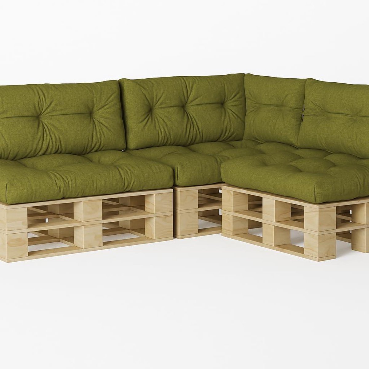 1200x1200.jpg Palletkussens Set - Bankkussens Tuin - Terras Ontspannen - Waterafstotend Linnenlook - 7-delige Set - Donkergroen - Afbeelding 1