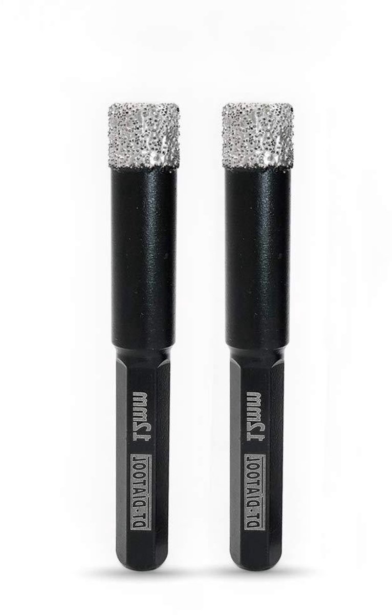 Diamant Boor Bits - Gatzag Set - Materiaalboren - Vacuüm Gesoldeerd - 12mm Diameter - Zwart