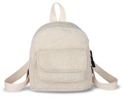 Modieuze damesrugzak - corduroy mini-rugzak, portemonnee, kleine rugzakken voor vrouwen en meisjes, stijlvolle kleine rugzak voor dating, werken - beige