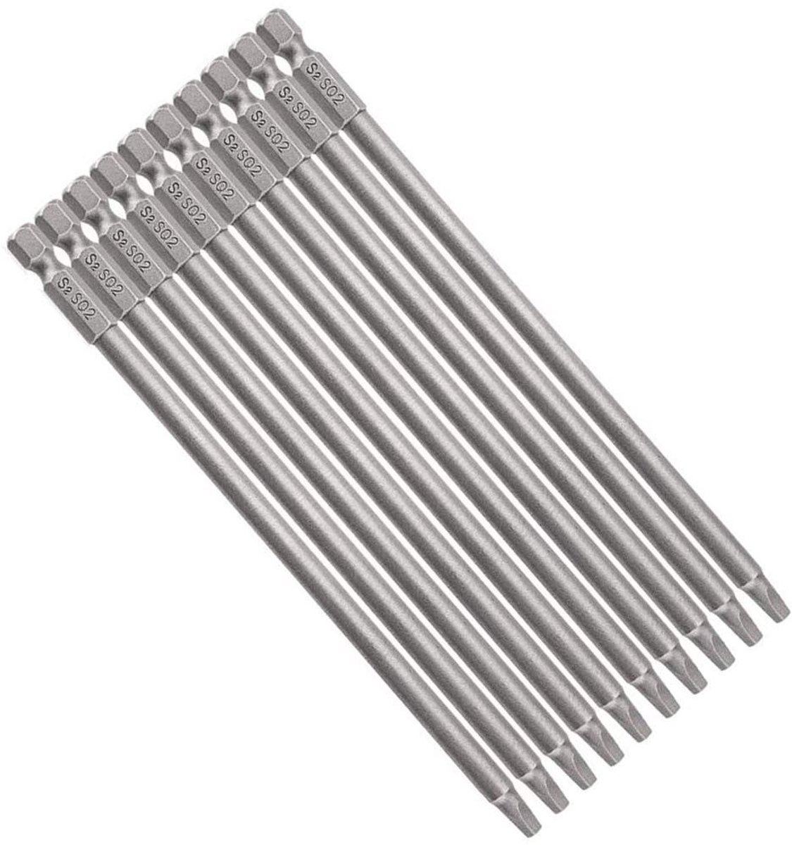 Allecto - 1/4 Inch Schacht - Magnetische Schroevendraaier Bits Set - 150mm - SQ2 - Set van 10 - Geschikt voor Klussen - Vierkante kop