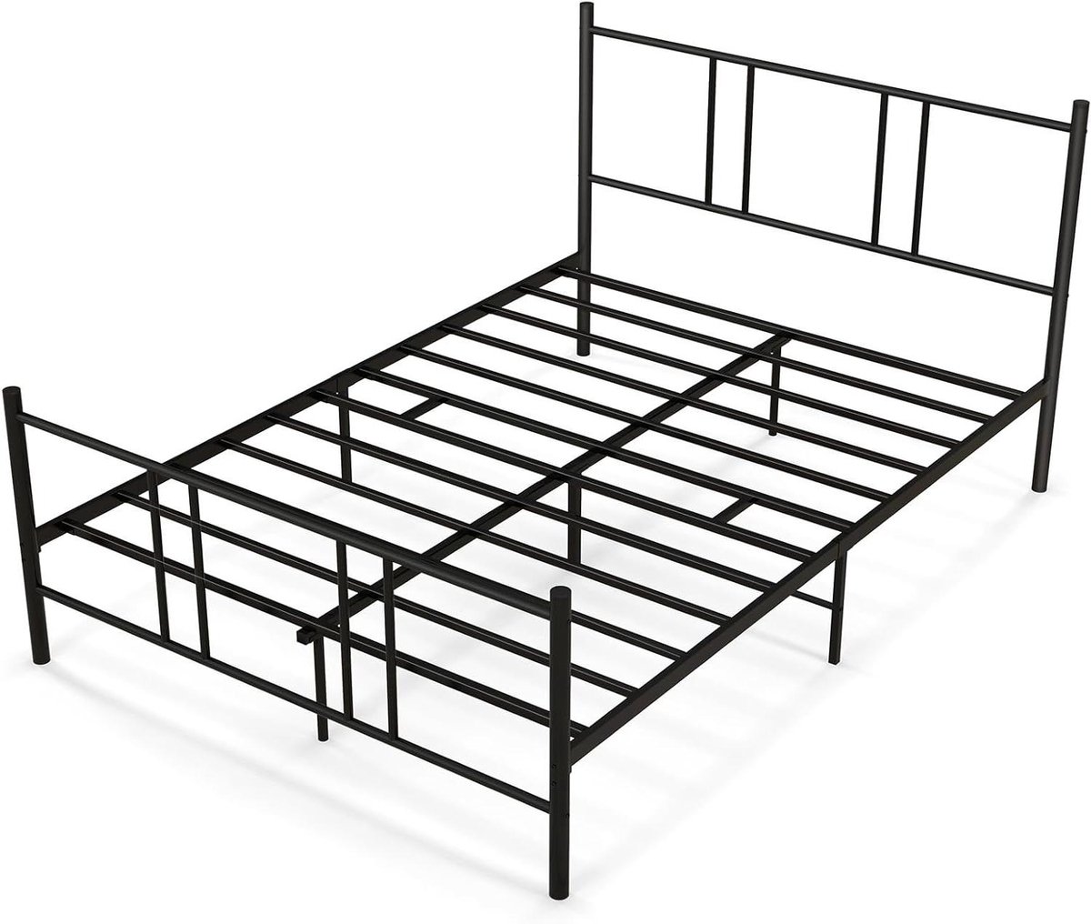 Bedframe van staal - Beddenframe tweepersoons - Stabiel slapen - 9 robuuste bedpoten - 140 x 200 cm - Zwart