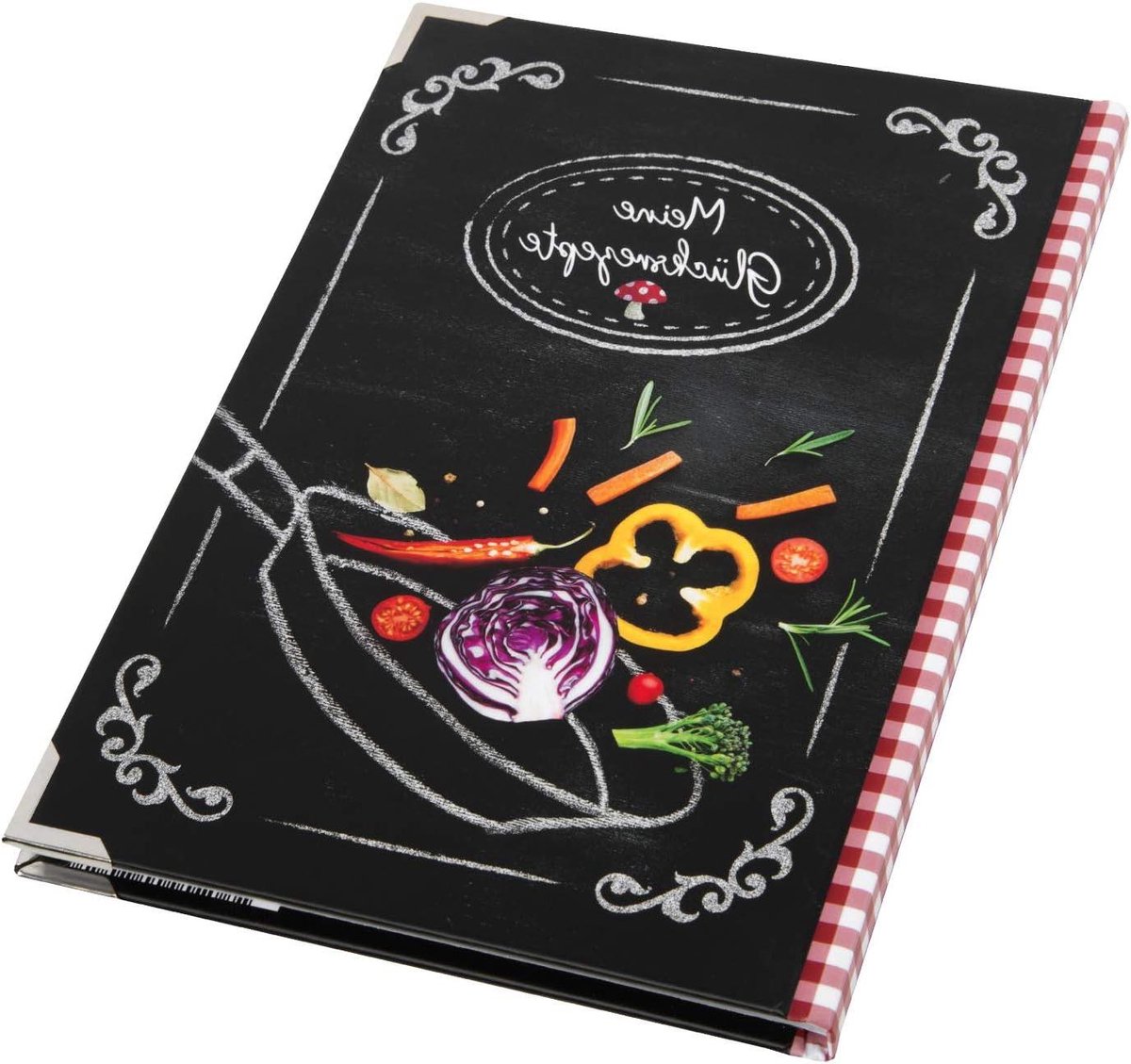 Receptenboek - Kookboek Logboek - Keuken Organiseren - Met Metalen Hoeken - DIN A5 - Zwart-wit