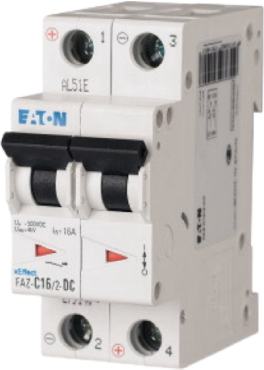 Eaton Vermogenschakelaar (MCB), 25 A, 2p, karakteristiek: C, DC, 279142