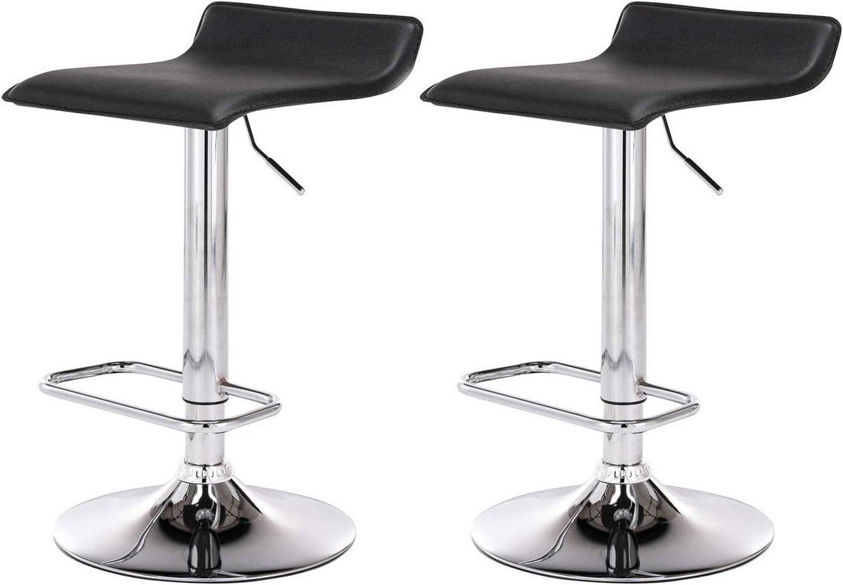 Barstoelen Set - Krukken Keuken - Verhogen Zithoogte - Traploos Verstelbaar - 60-78 cm - Zwart