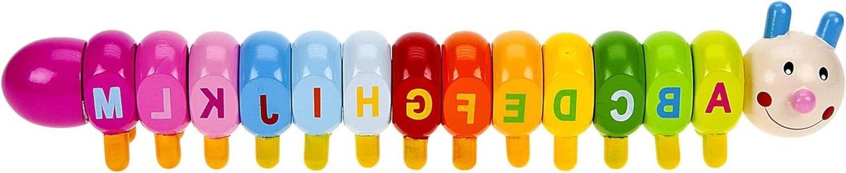 Houten Alfabet Puzzel - Educatief Speelgoed - Leren Spelen - Handbeschilderd Design - 35 cm Lengte - Meerkleurig