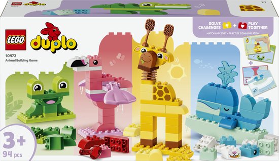LEGO DUPLO Dierenbouwspel Educatief Montessori Speelgoed voor Kinderen met Dieren Figuren 10472